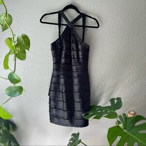 BCBGeneration Layered Faux Leather Bodycon Dress